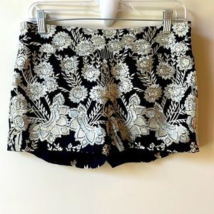 Haute Hippie Silk Floral Embroidered Shorts